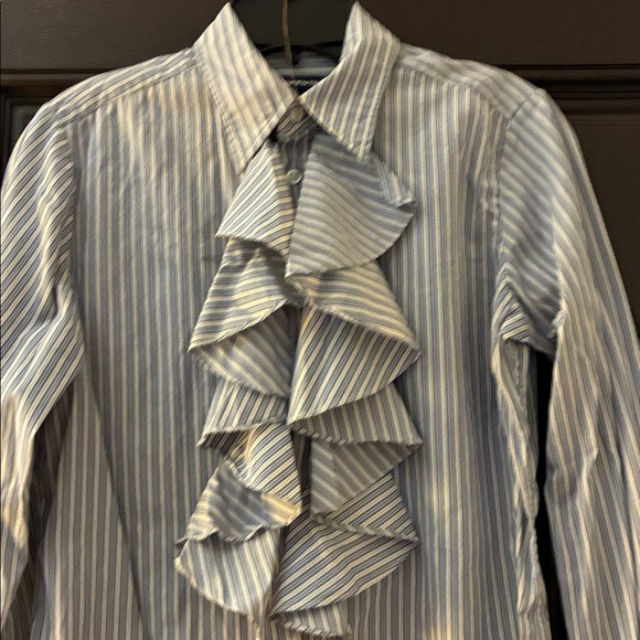 Ralph Lauren Blue and White Striped Ladies Shirt - Picture 2 of 4